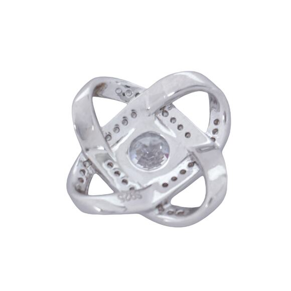 Cubic Zirconia Halo Swirl Pendant | Sterling Silver 925 - Picture 3 of 6